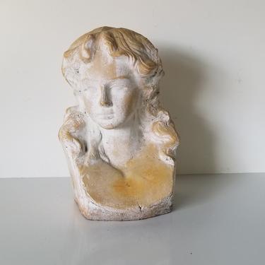 Vintage Art Terracotta Female Bust Sculpture 