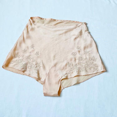 1930s Tap Pants Silk High Waist Shorts Lingerie M 