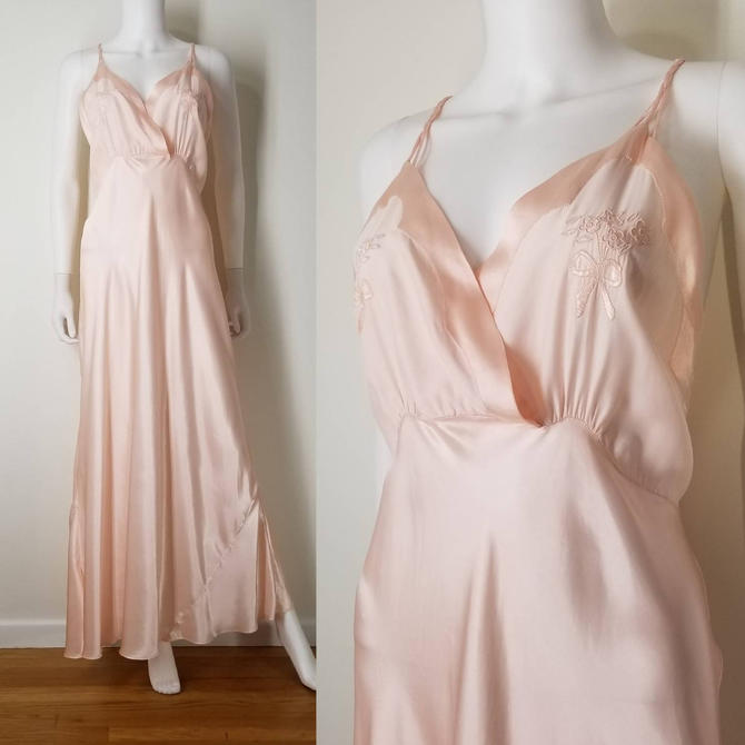 1940s NWT Blossom Lingerie Satin Negligee Gown - M/L – Dethrose