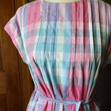 80's Cotton Matti Sport Pastel Pink Pleated Dress with Pockets 