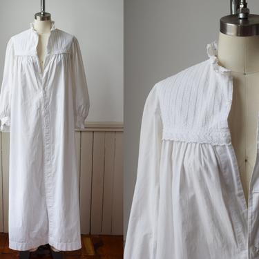 Antique Edwardian Nap Dress | c. 1900 White Cotton Maxi Dress | Tent Dress | Nightgown | S/M 