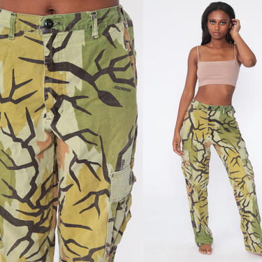 Green Camo High Waist Cargo Trousers