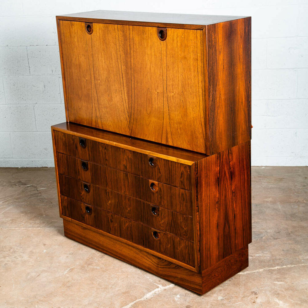 Mid Century Danish Modern Bookshelf Brazilian Rosewood Doors