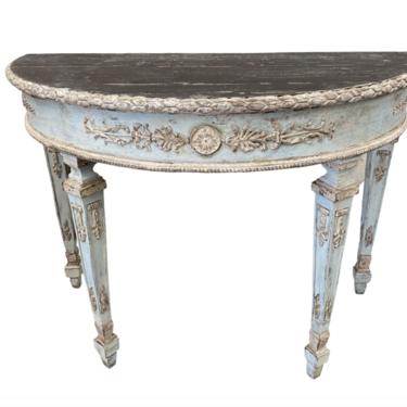 Italian Painted Demi Lune Console Table