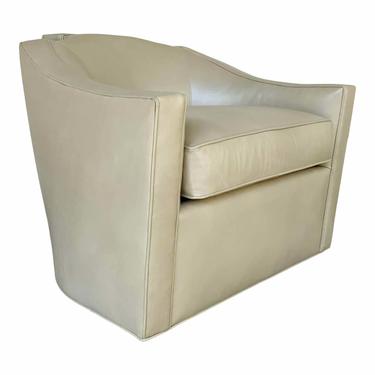 Theodore Alexander Modern Beige Leather Swivel Chair