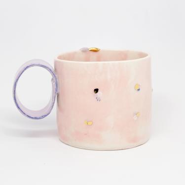 Handmade Porcelain Pink Mug, 12oz 