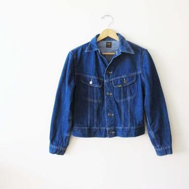 Vintage 1980s Lee Denim Jacket S made in USA - Blue Jean Trucker Jacket - Womens Vintage Denim Jacket - Work Wear Denim Jacket 