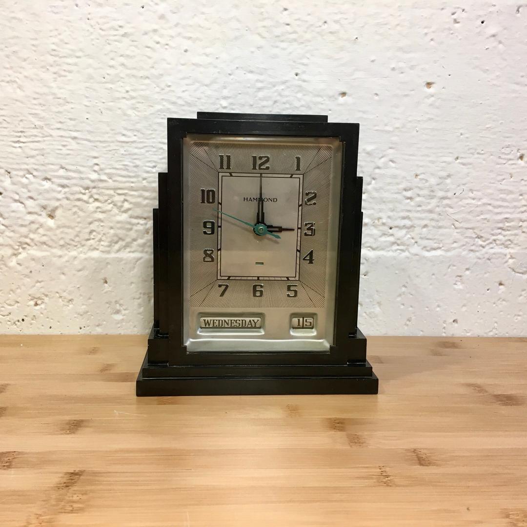 1931 Hammond Skyscraper Electric Calendar Alarm Clock w Day, Date