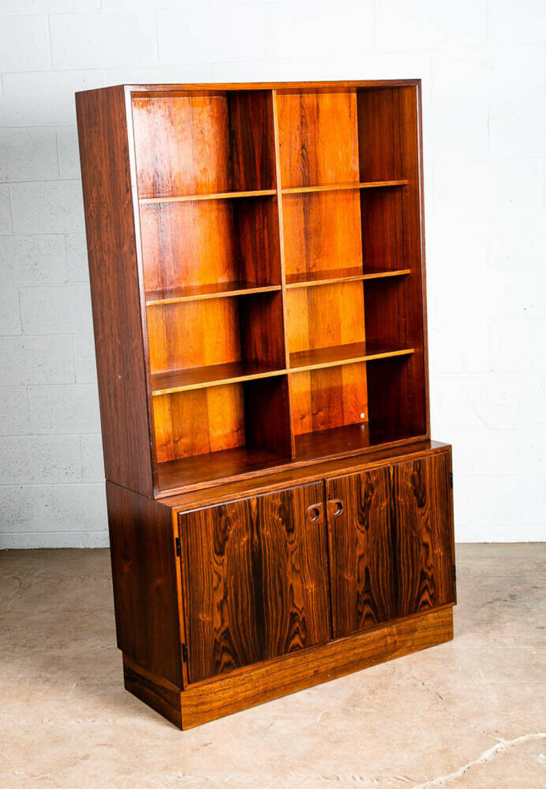 Mid Century Danish Modern Bookshelf Brazilian Rosewood Doors