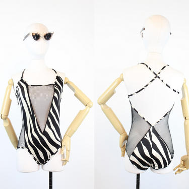1980s COLE of California SCANDAL zebra swimsuit xs small | new summer 