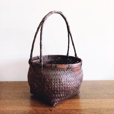 Vintage Japanese Ikebana Handwoven Basket 
