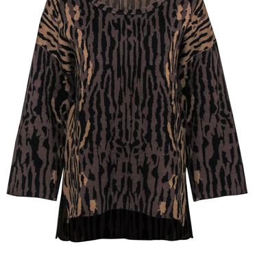 Kobi Halperin - Brown Leopard Patterned Wool Blend Sweater Sz L