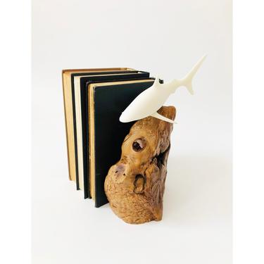 Vintage John Perry Shark Sculpture Bookend 