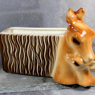 Gorgeous Vintage Ceramic Deer Planter, circa 1950s - Doe and Fawn Ceramic Planter - Vintage Deer| FREE SHIPPING 