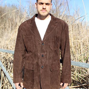 Vintage Lamotta Brown Suede Jacket, 50I 40US Men, leather coat for men, mens suede coat 