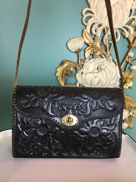 Black tooled best sale leather purse