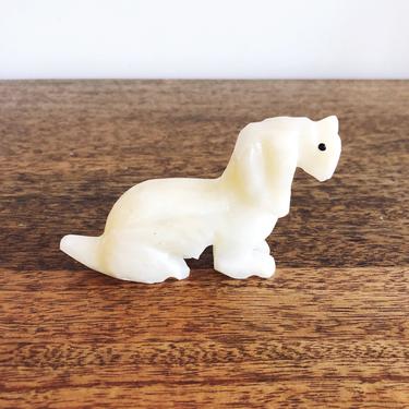 Vintage Onyx Carved Stone Dog 