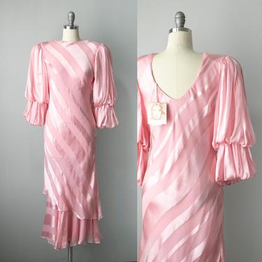 1980s Dress Pink Silk Judy Hornby Bias Cut S 