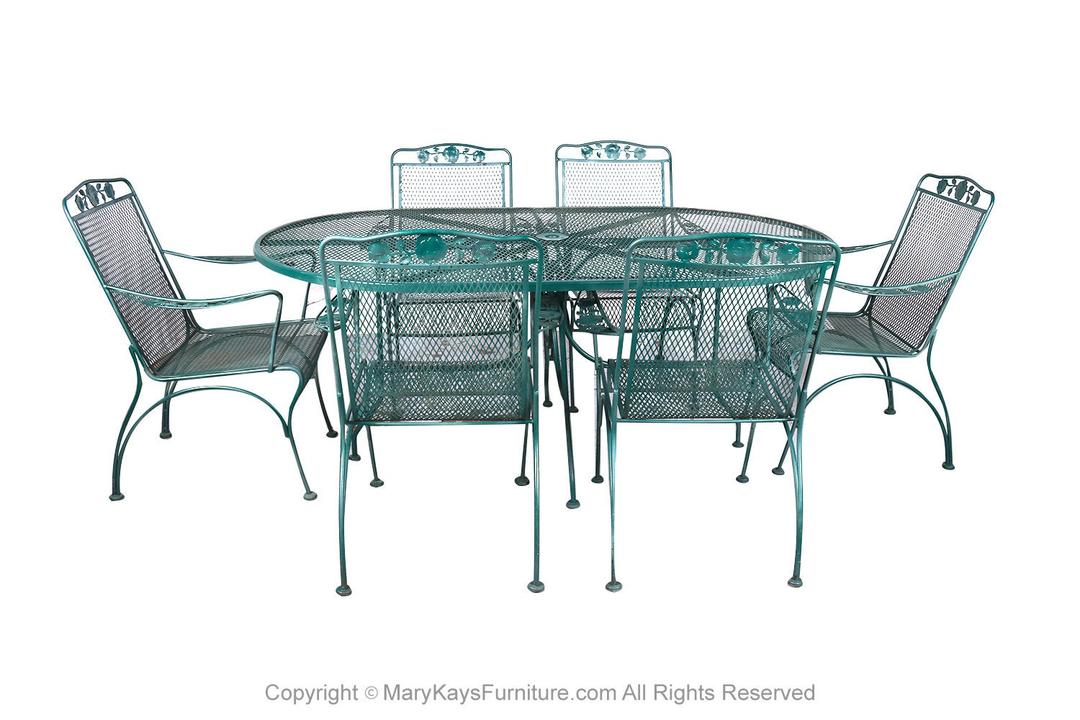 Salterini Style Mid Century Green Wrought Iron Patio Set Mary Kay's