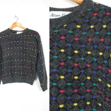Vintage 80s/90s Soft Candy Dot Acrylic Knit Sweater Size S/M 
