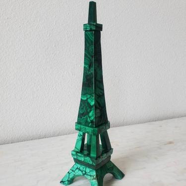 Antique Malachite Eiffel Tower Sculpture 