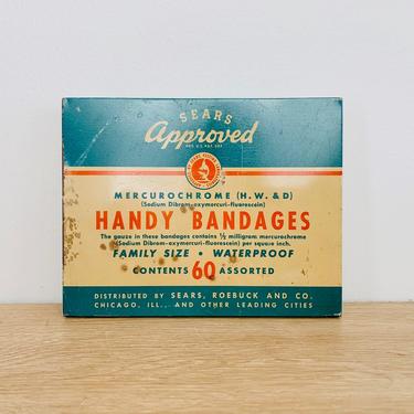 Vintage Tin Handy Bandages Storage Box with Lid 