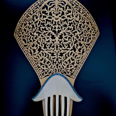 Art Deco Jade Green Rhinestone Comb, Celluloid Comb, | Comb  display picture 2