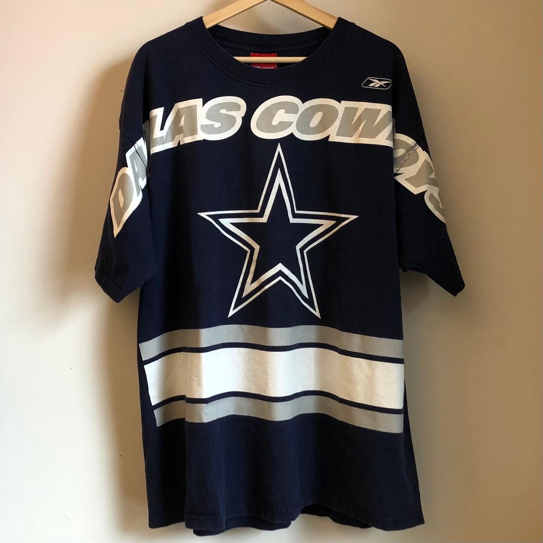 Reebok Dallas Cowboys Navy All-Over-Print Tee Shirt, Laundry