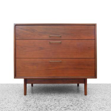 Jens Risom 3 Drawer Chest of Drawers - Walnut and Brass 