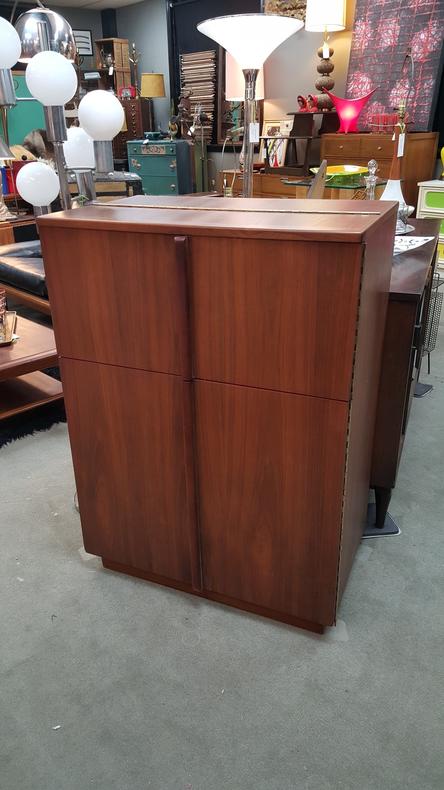 Mid-century walnut fold out bar