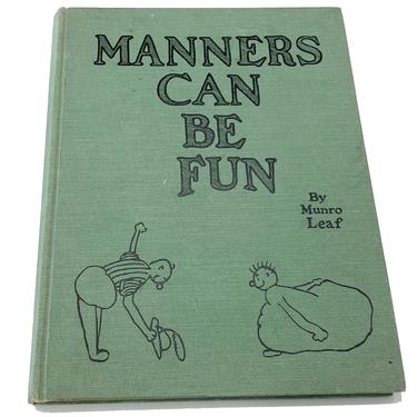 Manners Can Be Fun By Munro Leaf Vintage 1936 Children's Etiquette Book With Cartoon Illustrations 