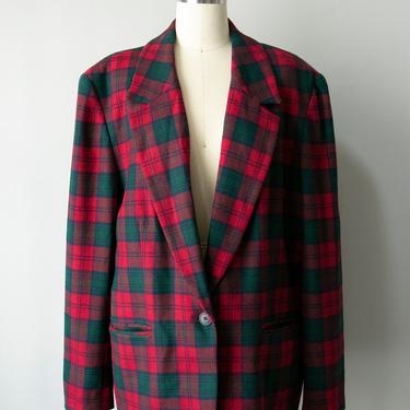 1990s Blazer Jacket Pendleton Plaid Wool XL 