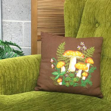 Vintage 70’s colorful velvet mushroom high quality throw pillow