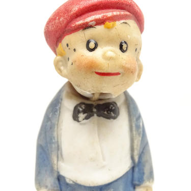 Antique SMITTY German Bisque Nodder,  Vintage 1930's Comic Character, Hand Painted Porcelain Doll Toy 