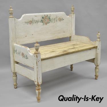 Repurposed Antique Wood Bed Foyer Entry Bench Shabby Distress