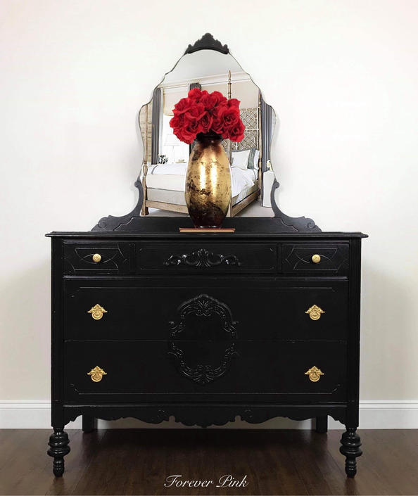 Vintage Black Dresser With Mirror Vintage Three Drawer Dresser