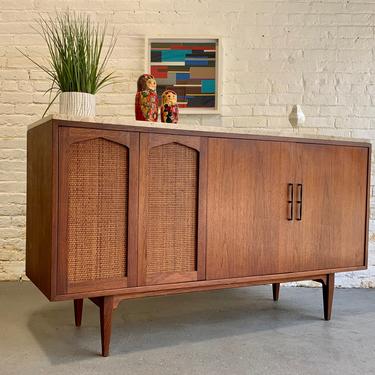Mid Century Modern MARBLE + CANED CREDENZA / Sideboard/ Media Stand 