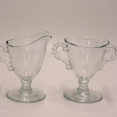 vintage imperial candlewick footed creamer and open sugar 