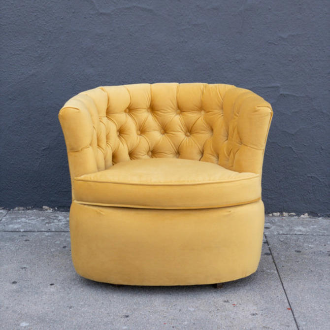 Vintage Yellow Velvet Swivel Chair Sunbeam Vintage Highland Park