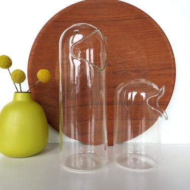 Set of 2 Vintage Glass Bird "People Feeders" Snack Dispensers, Glass Easter Chicks Candy Holders 