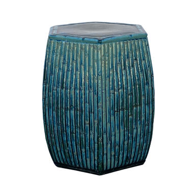 Hexagon Bamboo Theme Turquoise Green Ceramic Clay Garden Stool cs5966E 