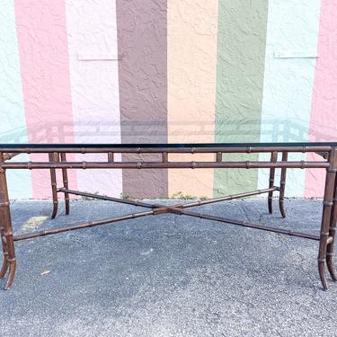 Vintage Brass Faux Bamboo Dining Table