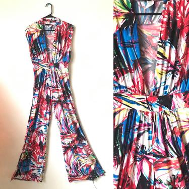 Colorful brush strokes jumper pantsuit size small or medium 