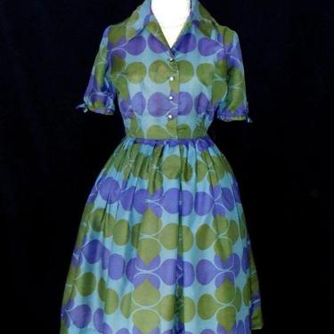 Vintage 50s Meg Marlowe Novelty Print Dress Medium 