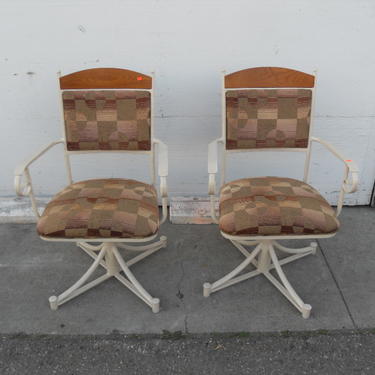 White Wrought Iron Swivel Chair