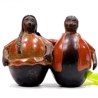 VINTAGE: Authentic Chulucanas, PERU Handmade Clay Pottery - Signed Pottery - Native Peru Artisan - Band - SKU 32-C-00030731 