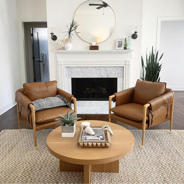 Round coffee table, Circular coffee table, Wood coffee table, White oak coffee table, 