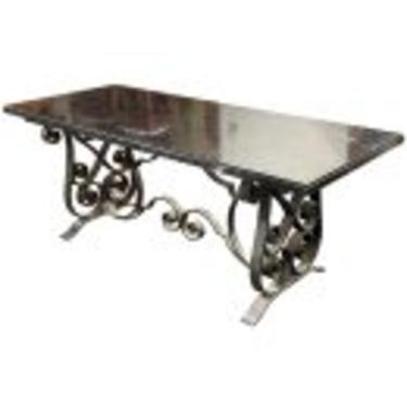 19th Century Heavy Iron Italian Hall Table with Marble Top