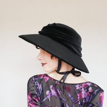 1980s Black Wide Brimmed Hat Laura Ashley / 80s | RareJule  display picture 2