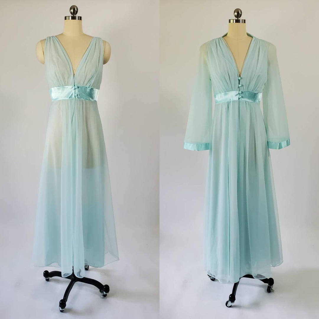1960s Gossard Artemis Nightgown Peignoir Set 60s Loungewear 60's Women ...